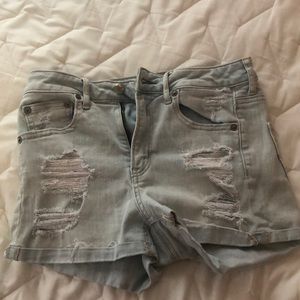 Light wash high rise shorts